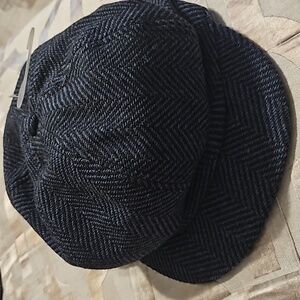Wool Blue and Black size S/M Herringbone Womens Newsboy Cap